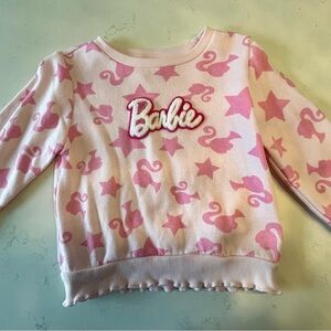 Toddler girl Barbie Pink and White Fleece Sweatshirt